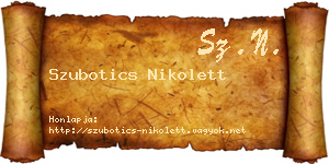 Szubotics Nikolett névjegykártya